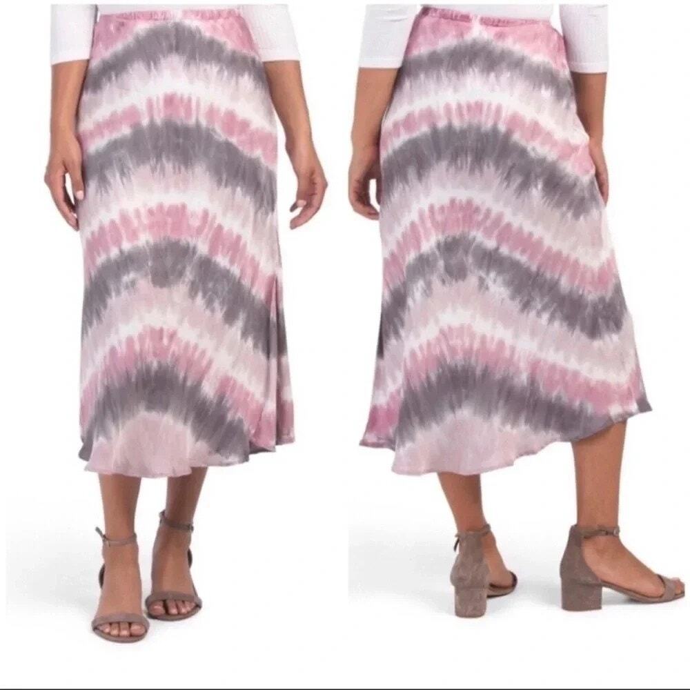 Young Fabulous & Broke Purple Tie Dye Satin Midi Slip Skirt Sz MED NWT Felicity
